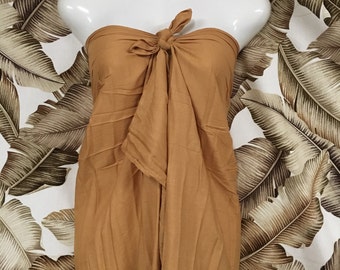 Tahitian PAREU - CARAMEL no fringe pareo