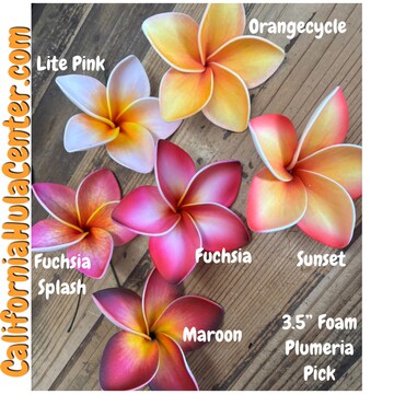 Foam 3.5” Plumeria Hair Pick- Lite Pink