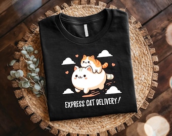 Maglietta per consegna gatti Express / Divertente maglietta felina per amanti dei gatti e fattorini / Top unisex in cotone / Regalo perfetto per gli amanti degli animali domestici,