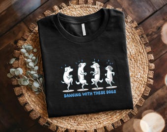 Maglietta "Dancing With Dogs" / T-shirt unisex in cotone, regalo per amanti dei cani, regalo perfetto, amore per gli animali domestici, maglietta per amanti degli animali
