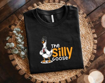 T-shirt unisex "The Silly Goose", maglietta in cotone dal design artistico, top con stampa animalier originale, regalo perfetto per un amico, abbigliamento casual, street style