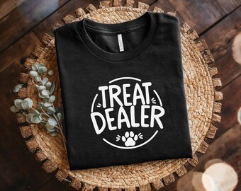 Maglietta divertente per cani con il simbolo del venditore di dolcetti / Maglietta canina comica per gli appassionati di cani / Maglietta unisex in cotone, regalo per gli amanti degli animali, abbigliamento casual, maglietta divertente per cani.