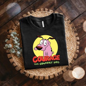 Courage the Cowardly Dog T-Shirt, Unisex Cotton Tee, Funny Cartoon Dog Shirt, Dog Lovers Gift, Cartoon Fans Top, Courage Tee