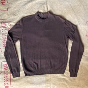 Puede incluir: Un suéter de manga larga marrón oscuro con una cremallera en el cuello.