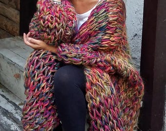 Handgefertigte Mohair Strickjacke - Bunte Damen Weste