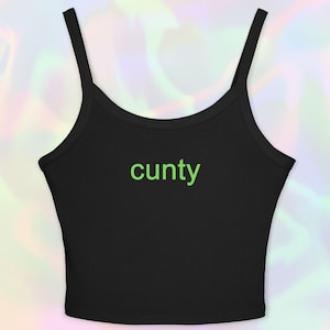 Cunty Brat Meme Tank Top-Brat Summer 365 Party Girl Y2k Style Baby Tee Lime Green Apple Funny Shirt Rave Womens Crop Top Shirt Gift