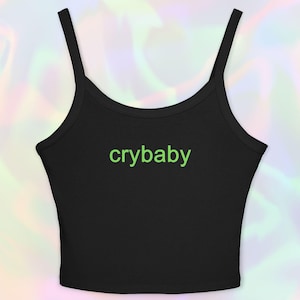 Crybaby Brat Meme Tank Top- Cry Baby Brat Summer Party Girl Y2k Style Baby Tee Lime Green Apple Funny Tee Shirt Rave Crop Top Tshirt Gift