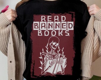Chemise livres interdits de lecture, T-shirt pour la liberté d'expression, chemise Emo oversize, chemise Booktrovert, t-shirt lecture squelette, t-shirt rat de bibliothèque, cadeau lecteur