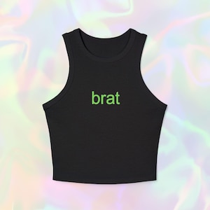 Brat Meme Racer Tank Top - Brat Summer Y2k Style Baby Tee Lime Green Apple Funny Tee Shirt Rave Crop Top Tshirt cadeau
