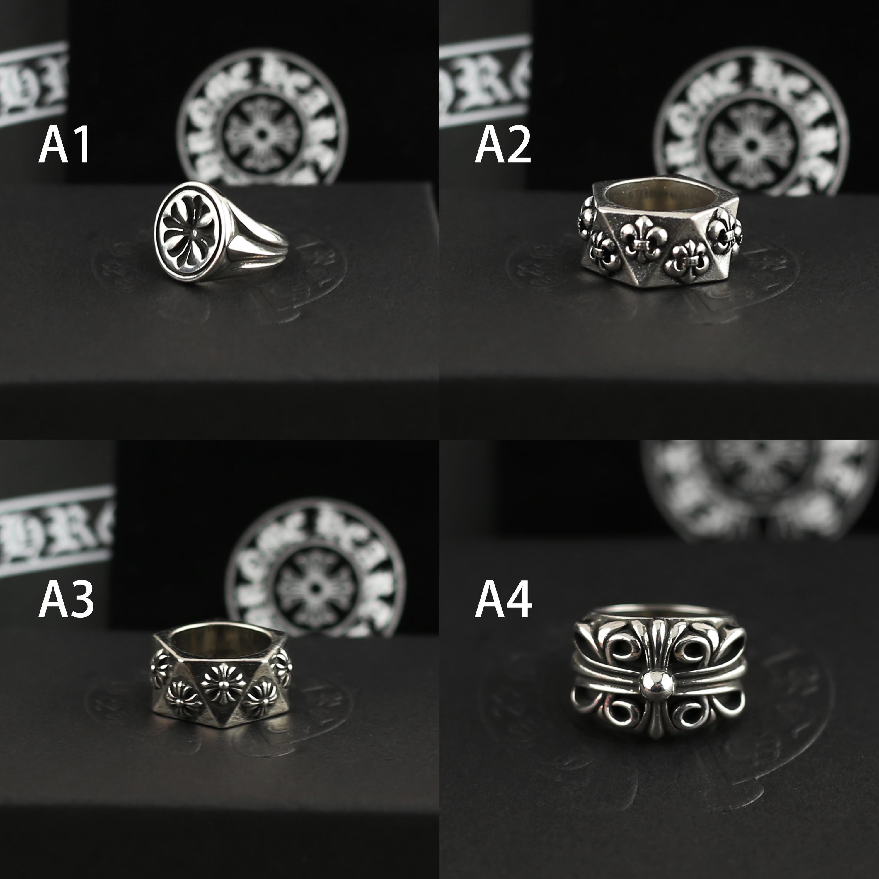 CH in Box 925 Silver Cemetery Zircon Cross Silver Rings