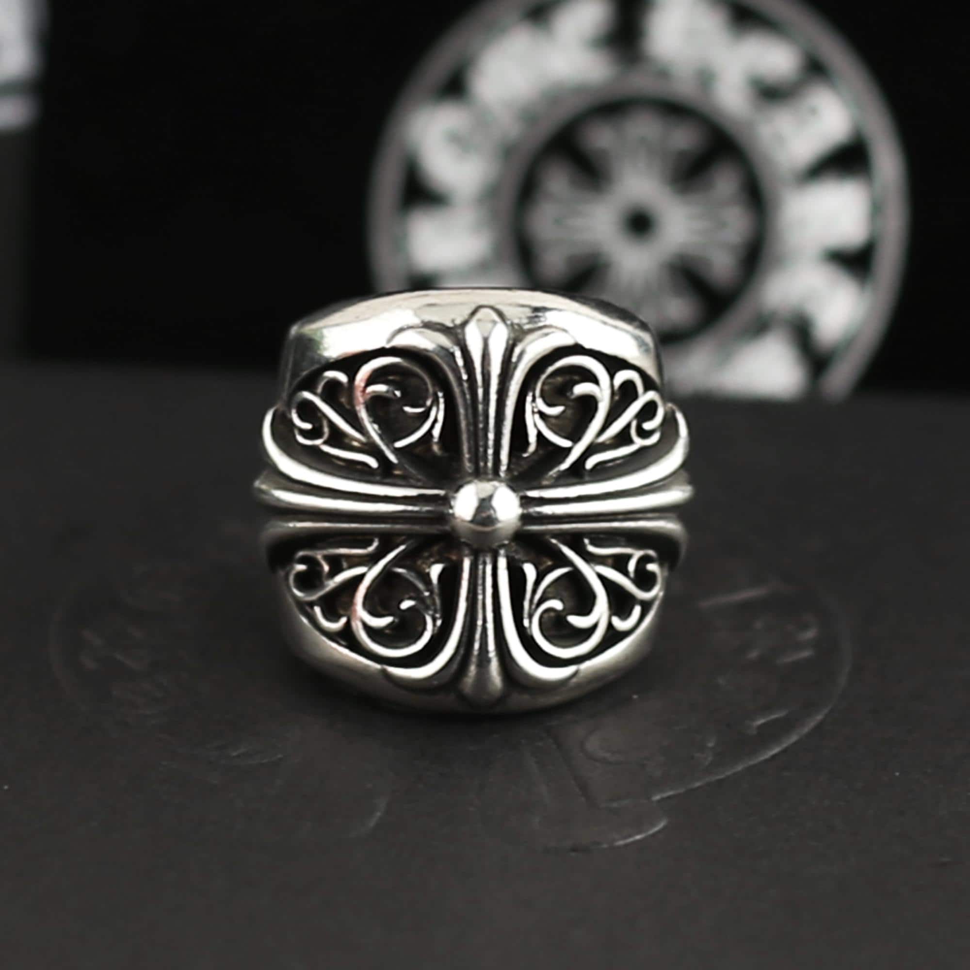 Sterling Silver Chrome Hearts Ring - Etsy Canada