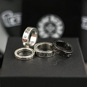 CH In Box 925 Silver Zircon Eternity Ring chrome cross flower gothic style Y2K Jewelry Birthday Gift