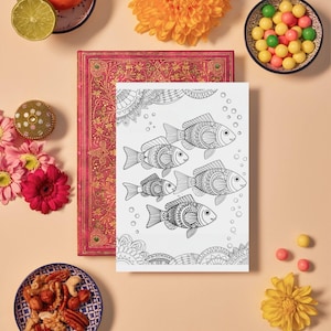 Zentangle Fish Coloring Page, Sea World Mindful Art, Relaxation Activity, Stress Relief, Digital Download, Adult Coloring, Printable PDF