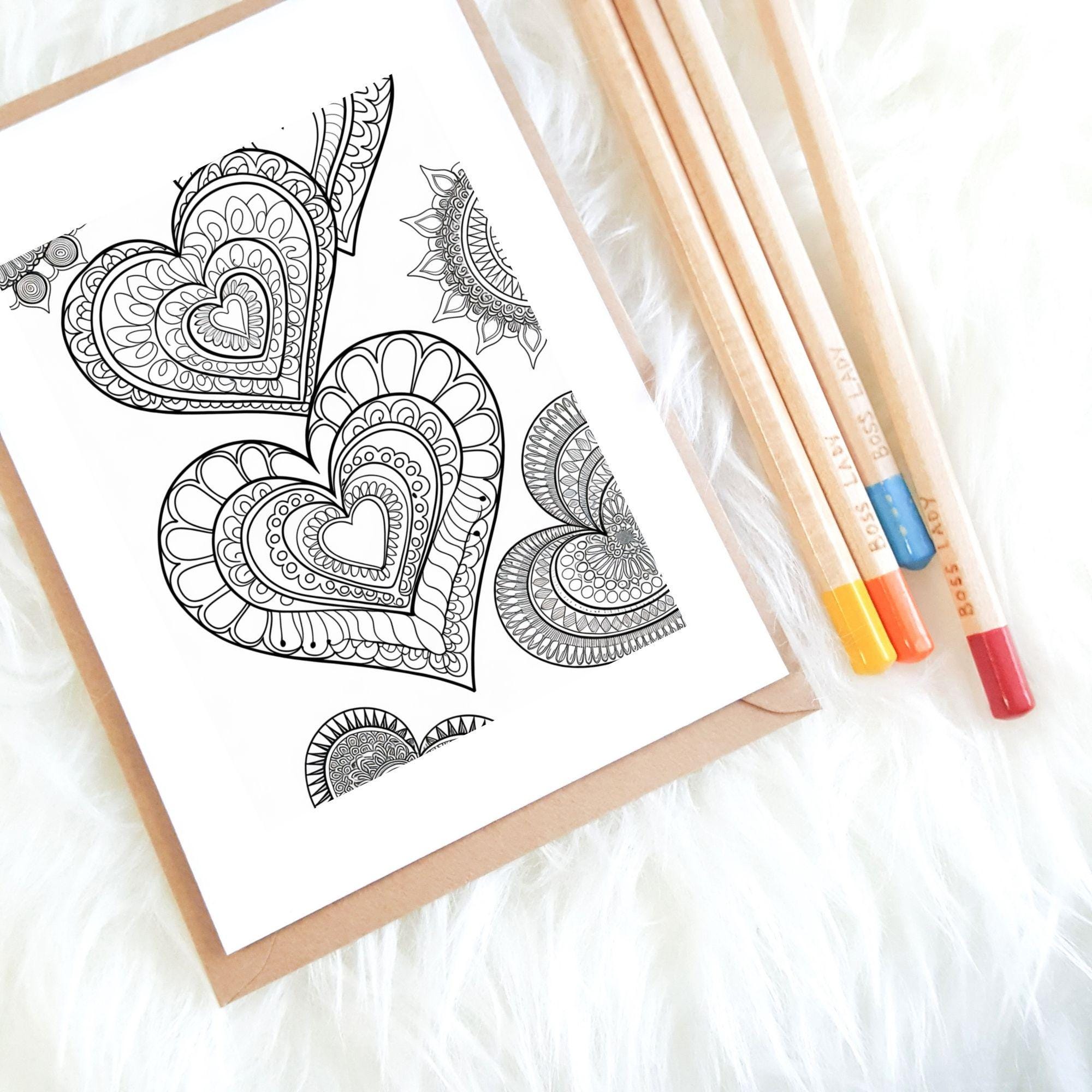 Valentine Zentangle Heart Adult Coloring Page Love Mandala Art…