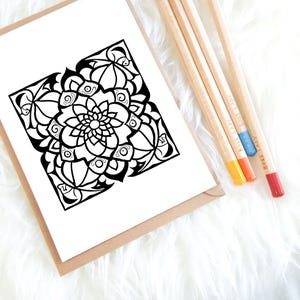 Zentangle Floral Mandala Coloring Page, Mindful Art, Mandala Coloring, Stress Relief, Digital Download, Printable Adult Coloring