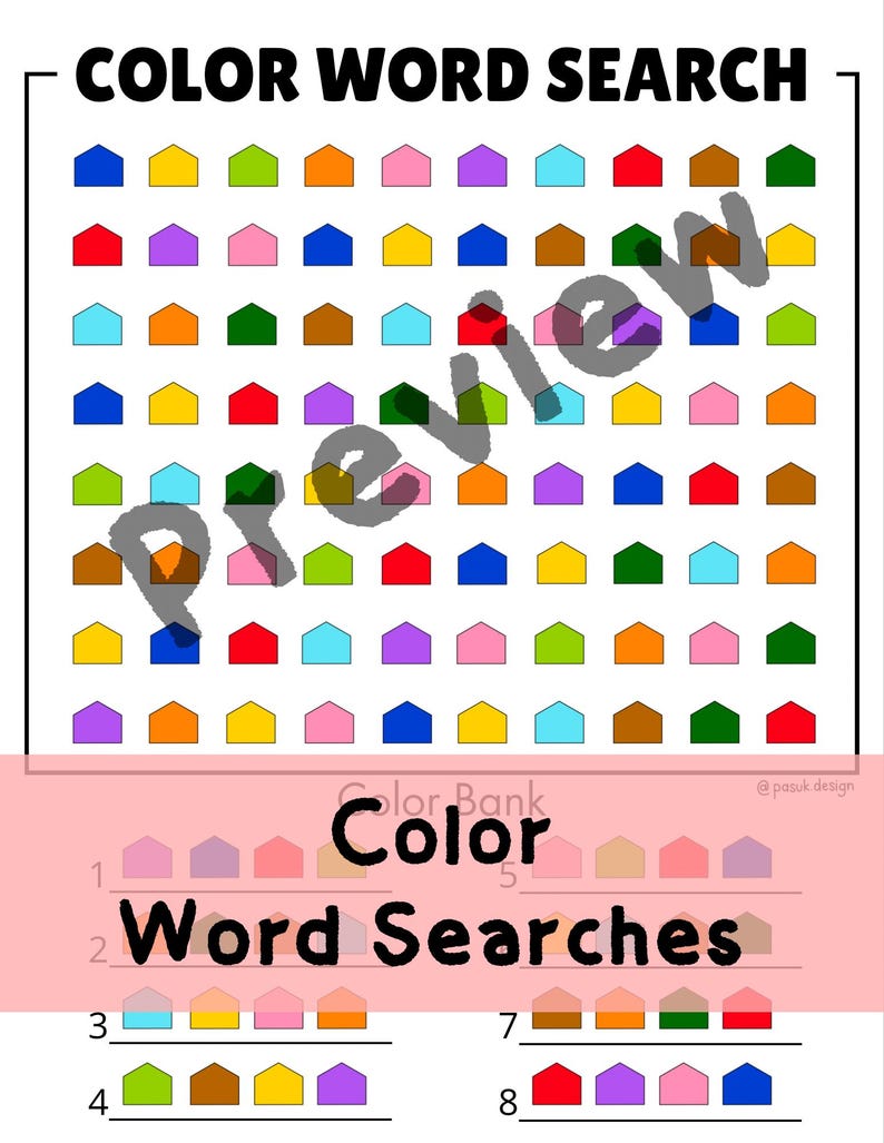 Color Various Shapes Word Search Puzzles Worksheet Fun Challenge ...