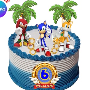 Personalize editable Sonic Cake Topper, sonic cake toppers,sonic cupcake topper, cake deco, birthday topper