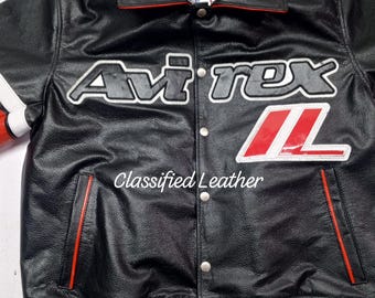 Handmade Chicago USA Avirex Leather Bomber Jacket – Retro Flight Jacket