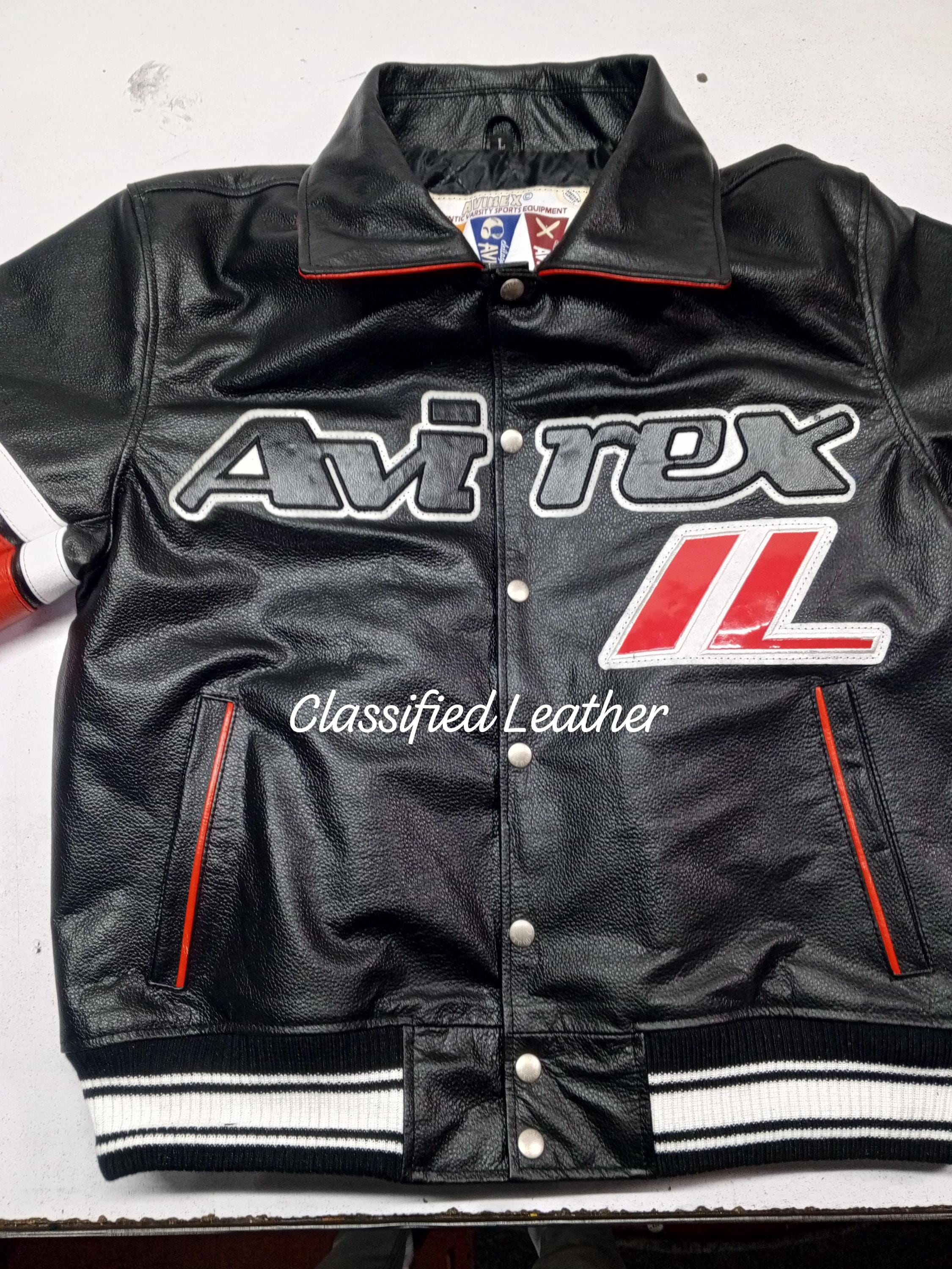 Handmade Cowhide Leather Avirex Jacket: Chicago USA Black - Etsy