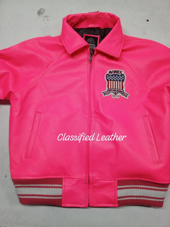 AVIREX ピンク レザージャケット 定価5.5万✨現行モデル AVIREX オール