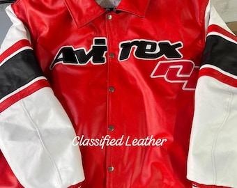 Handgemaakt Avirex-bomberjack van rundleer - rood, VS-editie