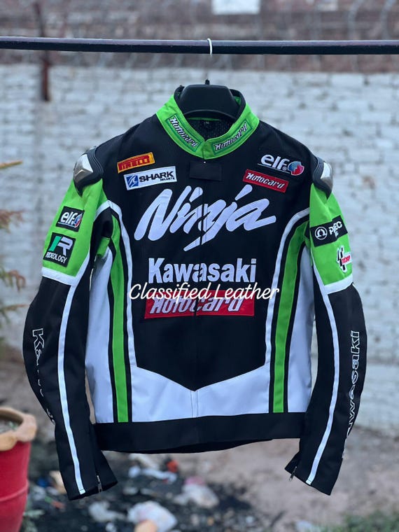 Handmade All Seasons Kawasaki Motorbike Riding Motorcycle Racing Jacket Breathable Mesh Fabric Biker Jacket