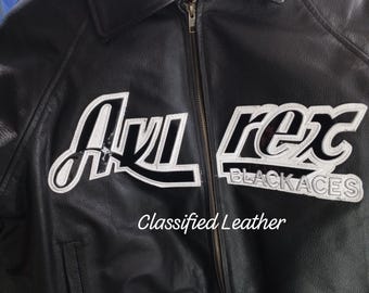 Jaqueta bomber Avirex Ace II feita à mão: jaqueta de couro preta vintage para voo