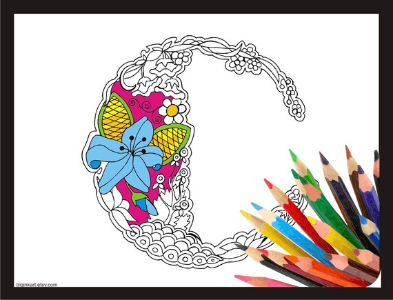 Download Letter C Lilly Style Alphabet Adult Coloring Page Etsy