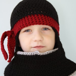 Ninja Hood, Ninja Mask, Ninja Hat, Crochet Beanie, Hat and Cowl, Halloween Costume, Holiday Gift, Winter Hood, Boys, Girls, Men, Women