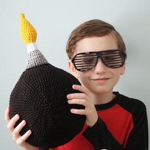 This Pillow is a Blast, Bomb Pillow, Crochet, Bomb Toy, Stuffed Toy, Plushies, Toy, Decorative Pillow, Bedding