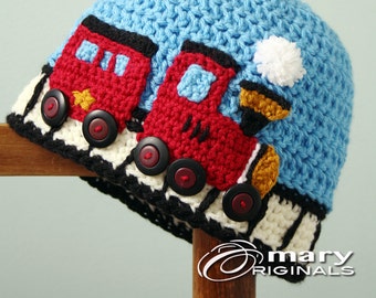 Train Hat, Choo Choo Train Hat, Crochet Beanie, Railroad Cap, Boy's Clothing, Girl's Clothing, Accessories, Winter Hat, Photography Prop