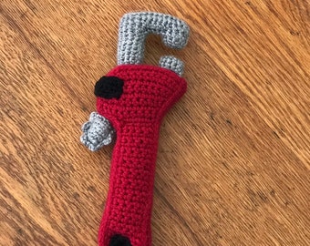 Pipe Wrench Toy, Wrench, Plushie, Stuffed Toy, Tool, Plumber, Baby, Boys, Girls, Gift, Pretend Play, Crochet, Toy