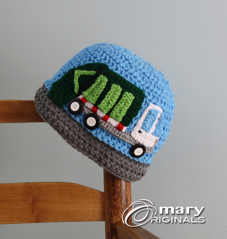 Garbage Truck Hat, Trash Truck Hat, Crochet Beanie, Truck Hat, Boys, Girls, Men, Women, Holiday Gift, Children's Gift, Fun Hat, Winter Hat image 4