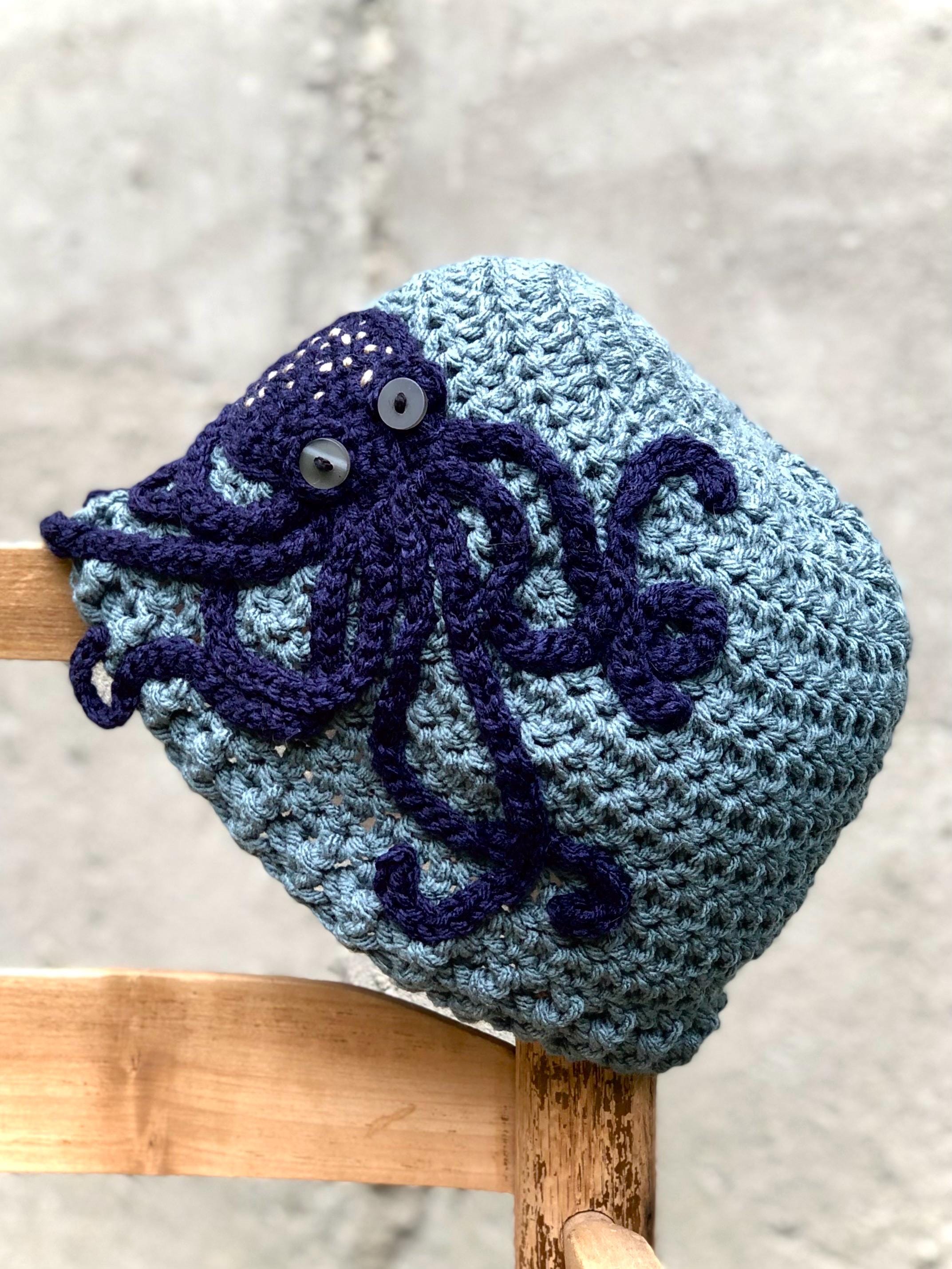Crochet Camouflage Octopus Hat adult Size Cthulhu crochet Hat Mask Ski Squid Octopus hat | eBay main image 2
