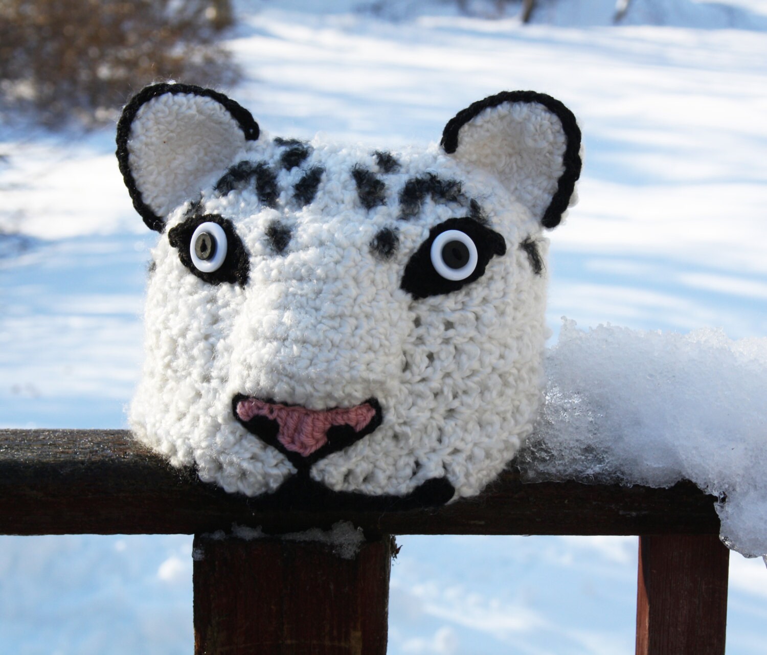 Snow Leopard Hat, Animal Hat, Cat Hat, Leopard Beanie, Winter Hat