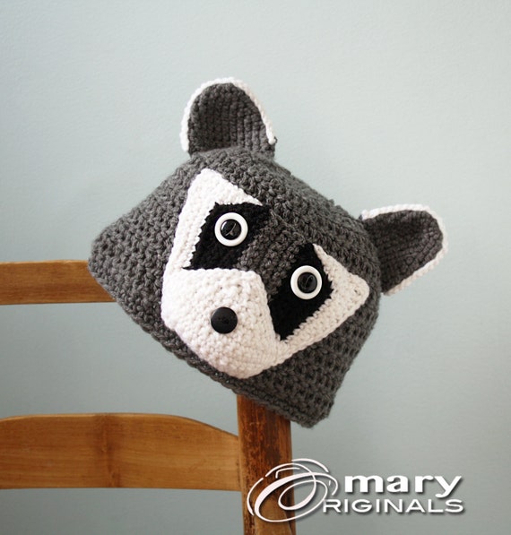 Raccoon Hat Animal Hat Crochet Beanie 