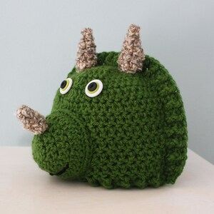 Triceratops-hatt, dinosauriehatt, virkad mössa, pojkar, flickor, män, kvinnor, baby, barnpresent, julklapp, halloweendräkt, vinterhatt bild 2