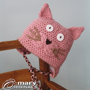 Katzenmütze, Pink Kitty Mütze, Ohrenklappenmütze, Häkelmütze, Wintermütze, Halloweenkostüm, Kindergeschenk, Weihnachtsgeschenk, Spaßmütze, Mädchen, Frauen