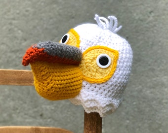 Pelican Hat, Crochet Beanie, Bird Hat, Halloween Costume, Clothing, Christmas Gift, Women, Men, Boys, Girls, Accessories, Winter Hat