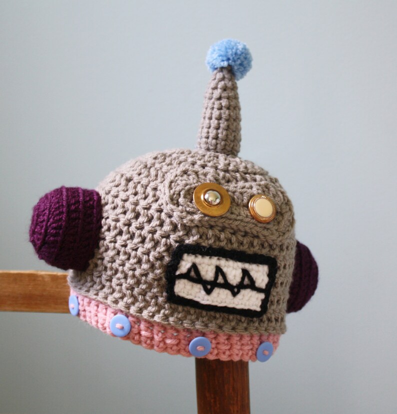 Robot Hat, Crochet Beanie, Halloween Costume, Children's Clothing, Crochet Robot, Girls, Women, Accessories, Costume, Geekery, Holiday Gift image 5