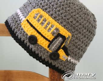 School Bus Hat, Bus Hat, Crochet Bus, Crochet Beanie, Boys, Girls, Men, Women, Holiday Gift, Bus Driver Gift, Bus Monitor Gift, Teacher Gift