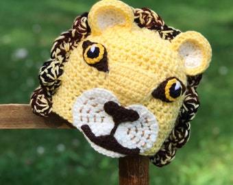 Lion Hat, Beanie, Big Cat, Crochet, Accessories, Clothing, Men, Women, Boys, Girls, Baby, Gift, Halloween Costume, Christmas, Birthday Gift