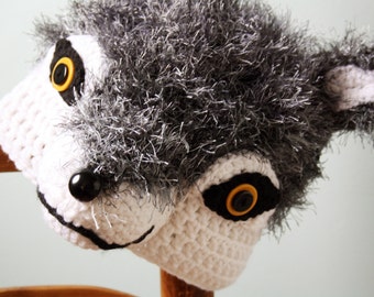 Tolle Wolfsmütze, Tiermütze, Grauwolle, Winter, Kinderkleidung