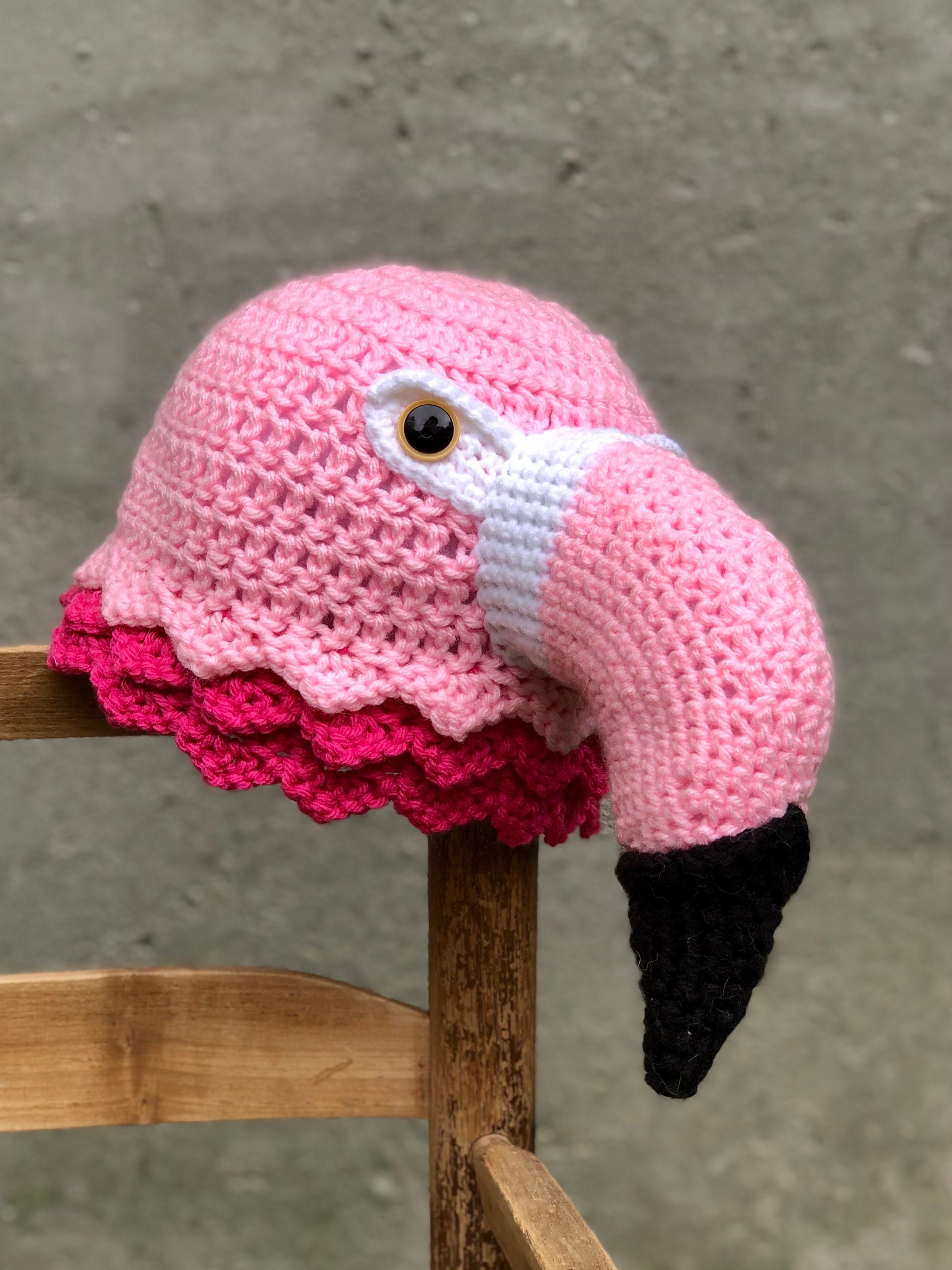 Flamingo Hat, Crochet Beanie, Bird, Girls, Women, Men, Boys, Baby