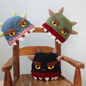 Monsterhatt, Virkad mössa, Halloween, Kostym, Rolig hatt, Pojkar, Flickor, Män, Damer, Gåva, Semester, Jul, Bebis, Vintermössa, Kläder