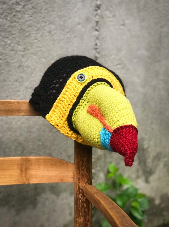Toucan Hat, Beanie, Crochet, Accessories, Clothing, Men  display picture 1