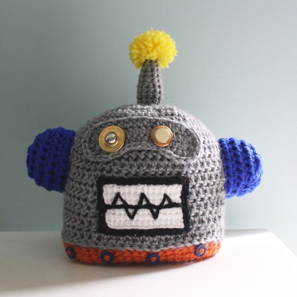 Robot Hat, Crochet Beanie, Halloween Costume, Children's Clothing, Crochet Robot, Boys, Girls, Accessories, Costume, Geekery, Holiday Gift