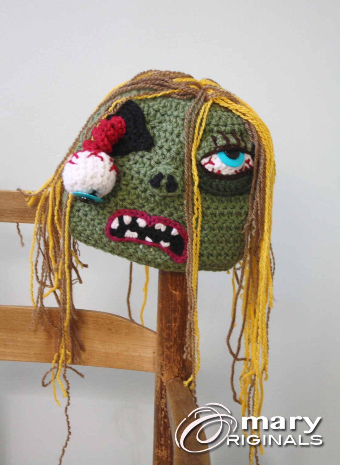Zombie Hat, Crochet Beanie, Halloween Costume, Girl, Women, Clothing