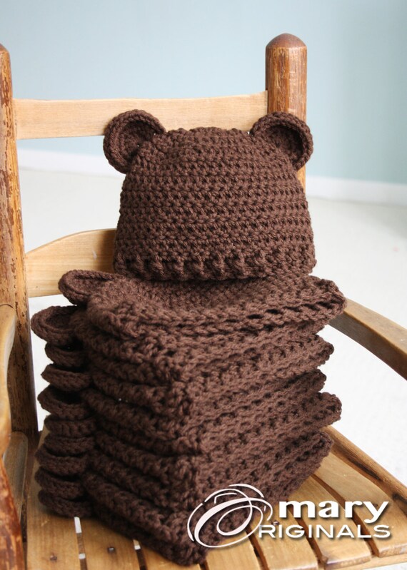 MaryOriginals Moon Bear Hat, Crochet, Beanie, Animal Hat, Boys, Girls, Men, Women, Gift, Halloween, Costume, Baby Shower, Accessories, Clothing, Christmas