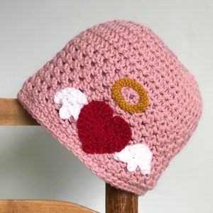 Beautiful Angel Heart Hat, Angel Hat, Crochet Beanie, Chemo Cap, Heart Hat, Pink, Girl&#39;s Clothing, Women&#39;s Clothing, Accessories, Gift